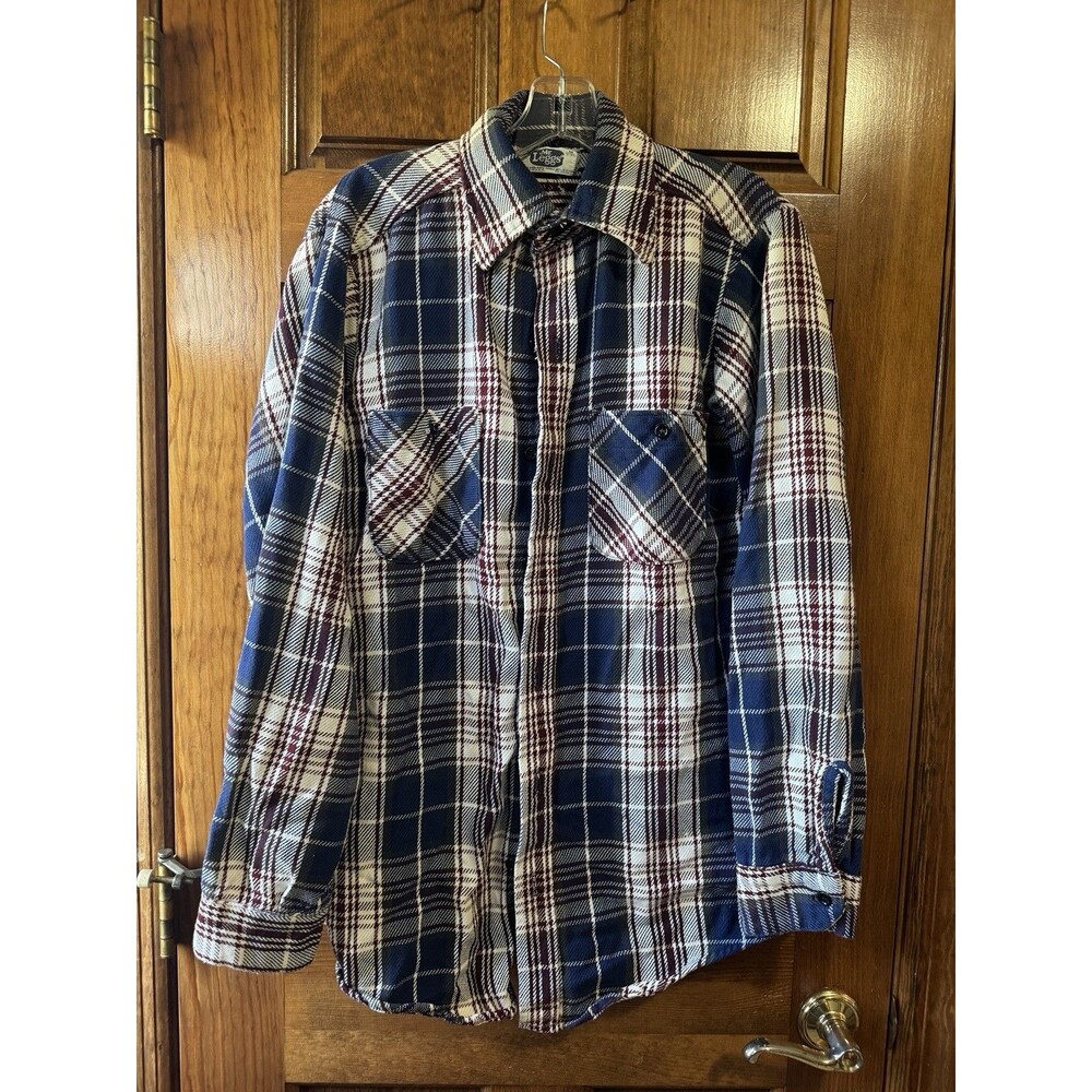 Vintage Mr Leggs Plaid Flannel Shirt Mens M 15-15.5 Made in USA Grunge Workwear